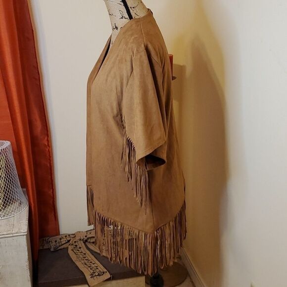 Hollister faux suede Boho cardigan with fringe size Small - Picture 3 of 10